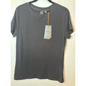 Boss Women's Short Sleeve Black Tee Tonal Rhinestones Sz Large NWT